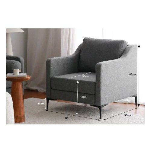 Atelier Del Sofa Fotelja Nordi 80x82x93cm Siva Slike