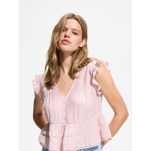 Reserved Bluza od mje&scaron;avine viskoze - pastelnoružičasto Cijene