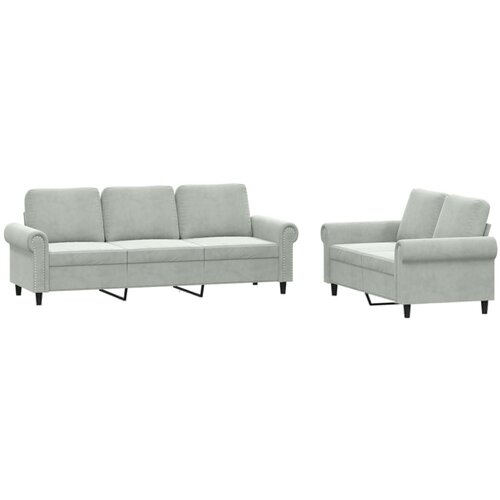 vidaXL 2-dijelni set sofa s jastucima svjetlosivi baršunasti Cijene