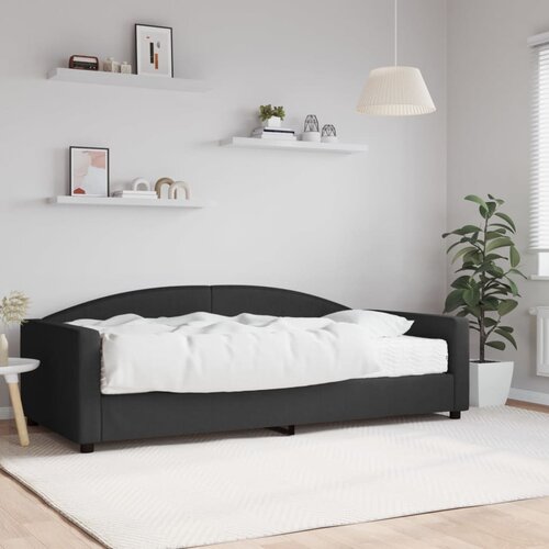  Dnevni krevet s madracem crni 100 x 200 cm od tkanine Slike