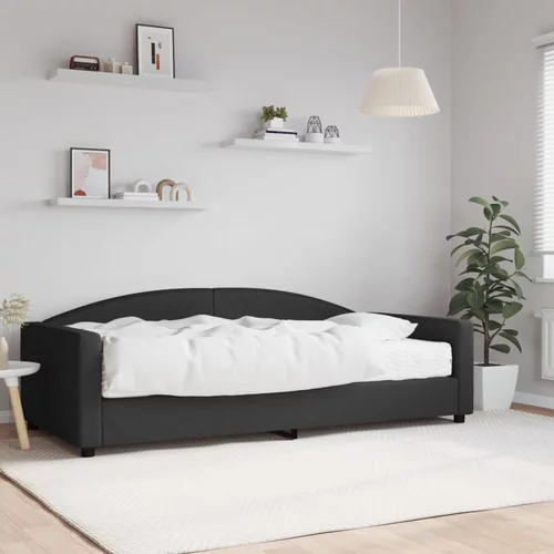  Dnevni krevet s madracem crni 100 x 200 cm od tkanine