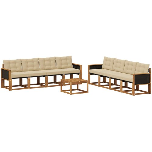 vidaXL Zunanja garnitura za sedenje z blazino 9 pcs Naravna in bež, (5000271489) Cene
