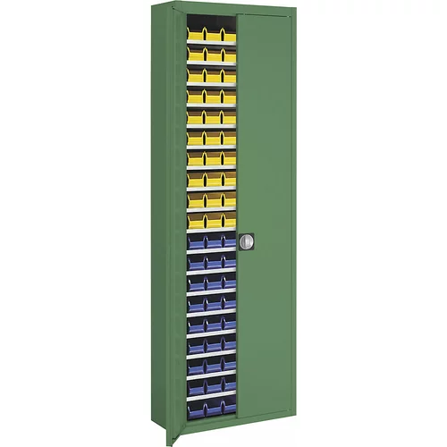 mauser Skladiščna omara z odprtimi skladiščnimi posodami, VxŠxG 2150 x 680 x 280 mm, ena barva, zelena, 114 posod