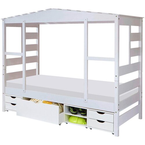 MID.YOU Postelja Lio, 90x200, Bor, Bela, Masivno Cene