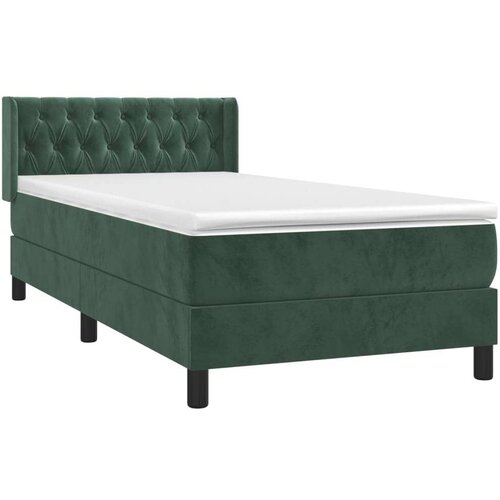 VidaXL Box spring krevet s madracem tamnozeleni 100x200 cm bar&amp;scaron;unasti Slike