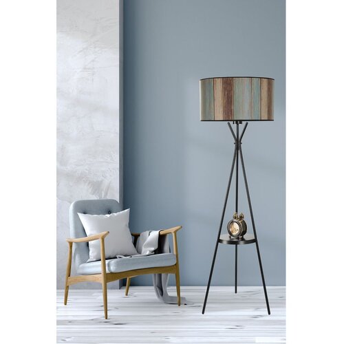 Opviq Venedik sehpalı siyah lambader silindir renkli abajurlu Multicolor Floor Lamp Slike