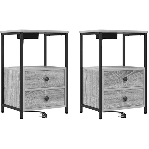  Noćni ormar 2 pcs Siva Sonoma 40 x 31 x 60 cm Konstruirano drvo Slike