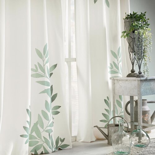 Douceur d int&amp;eacute;rieur Bijela/zelena zavjesa 140x260 cm Nymphea &amp;ndash; Slike