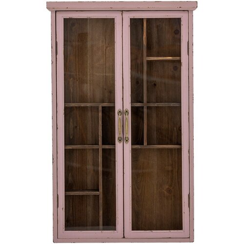Bloomingville Pra&scaron;no rožnata vitrina iz masivne jelke 50x80x14 cm Hazem &ndash; Cene