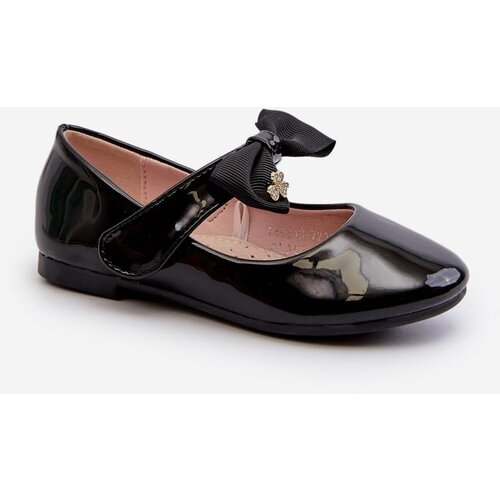 Kesi Children&amp;#039;s patent leather ballerinas with Velcro bow and black cat&amp;#039;s eye Slike