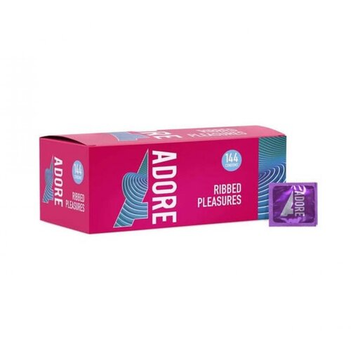 Pasante Kondomi Adore Ribbed, 144 kom Slike