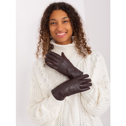Wool Fashion Italia Gloves-AT-RK-239802.28-dark brown Slike