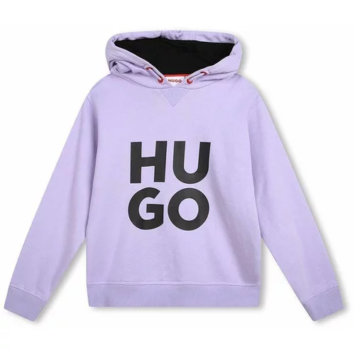 Hugo Otroški pulover vijolična barva, s kapuco