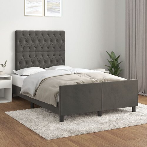  The Living Store Posteljni okvir z vzglavjem temno siv 120x190 cm žamet - Posteljni Okvir Z Vzglavjem, (21450812) Slike