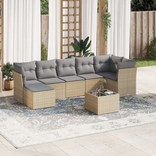  8-dijelni set vrtnih sofa od poliratana s jastucima bež Slike