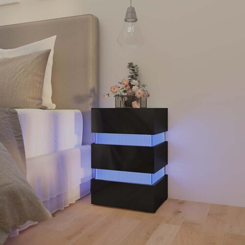  LED noćni ormarić sjajni crni 45 x 35 x 67 cm konstruirano drvo Cijene