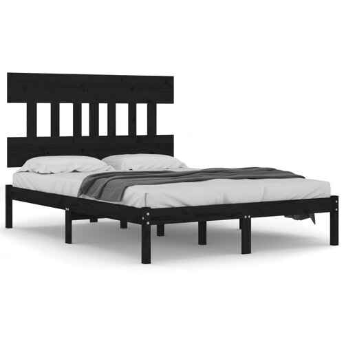  Okvir za krevet od masivnog drva crni 140 x 190 cm Slike