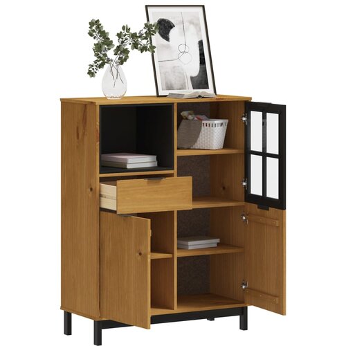  Visoka komoda sa staklenim vratima FLAM 92x40x122,5 cm borovina Slike