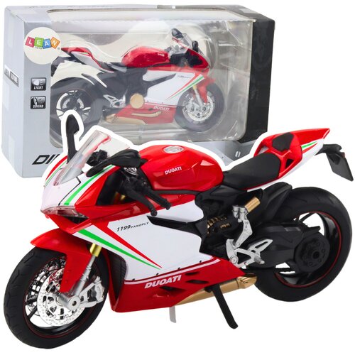 SPORTS Motorcycle Metal Red White Lights Sounds 1:12 Cene