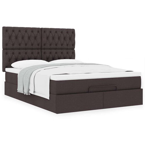  Otomanska postelja z vzmetnico rjav 140x190 cm blago, (22054083) Slike