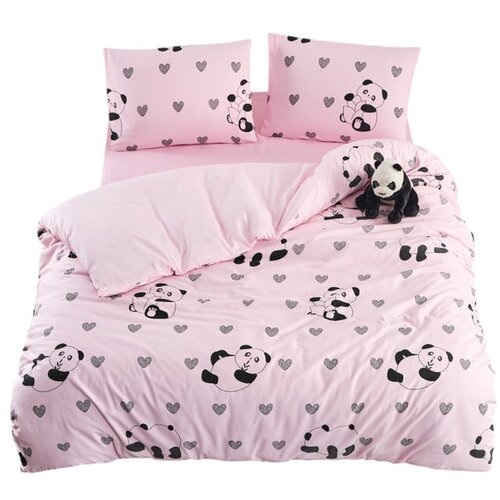 Mila Home Rožnata enojna/podalj&amp;scaron;ana posteljnina z rjuho/3-delna 160x220 cm Panda &amp;ndash; Slike