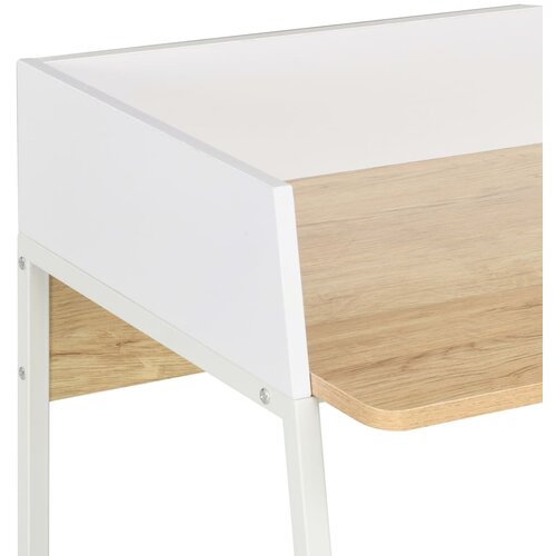  Radni stol bijeli i boja hrasta 90 x 60 x 88 cm Slike