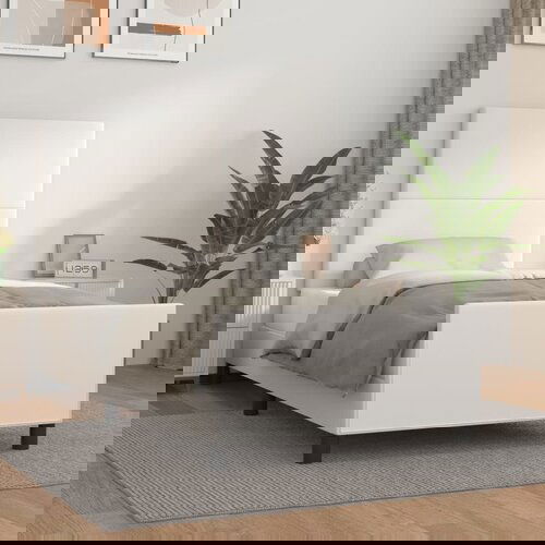 The Living Store Posteljni okvir z vzglavjem bel 100x200 cm umetno usnje - Posteljni Okvir Z Vzglavjem, (21525936) Slike