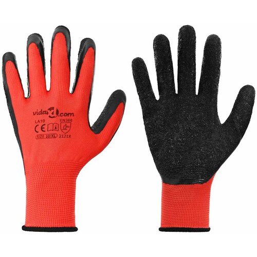 vidaXL Delovne rokavice 24 pcs Rdeča in črna 10 / xl Lateks premaz, (5000112421) Cene