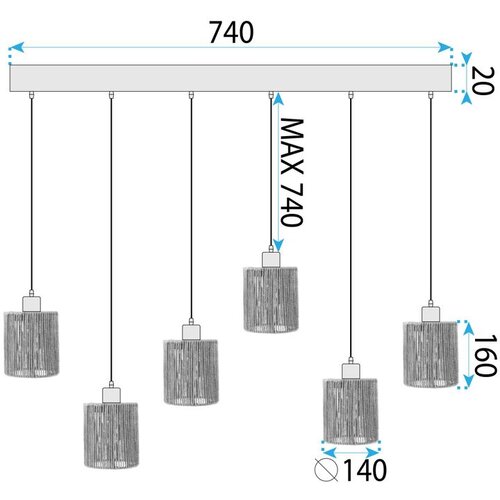 Toolight Viseća lampa APP1822-6CP NATURE BLACK Slike