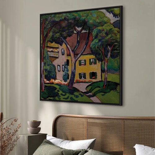  Slika - August Macke &amp;ndash; Staudacherhaus in Tegernsee 60x60 U crnom drvenom okviru Slike