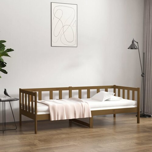 VidaXL dnevna postelja medeno rjava 90x190 cm trdna borovina Slike