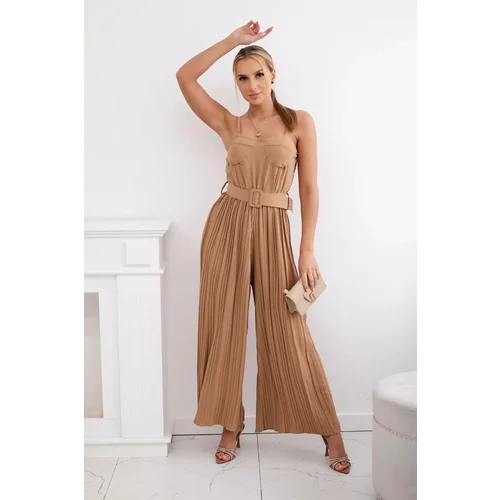 Kesi Pleated jumpsuit with camel straps