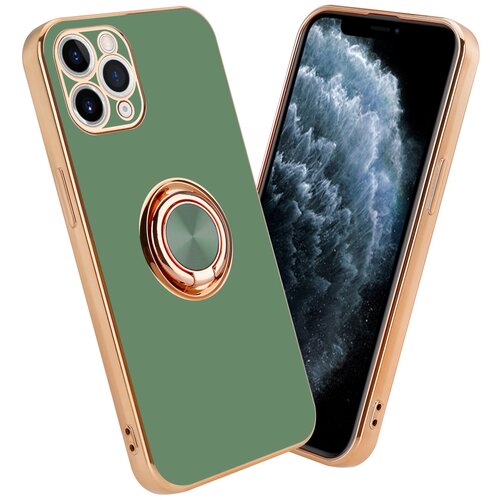 Cadorabo Ohišje, združljiv z Apple v sijajni svetlo zeleni barvi - Zlato z obročem - Zaščitni pokrov iz fleksibilnega silikona TPU, z zaščito pred kamero in držalom magnetnega avtomobila, (20593942) Cene