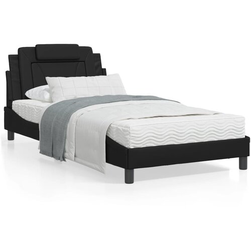 VidaXL Okvir za krevet s uzglavljem crni 100x200 cm od umjetne kože Slike