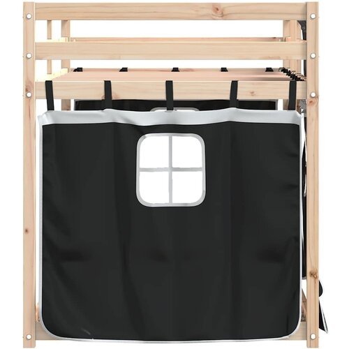  Krevet na kat sa zavjesama bijelo-crni 90 x 200 cm od borovine Slike