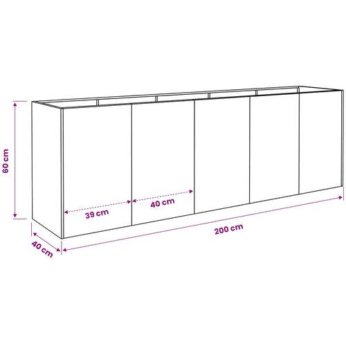  Vrtna saksija Srebrna 200 x 40 x 60 cm Pocinčani čelik Slike
