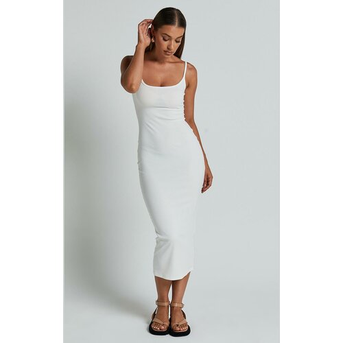 Madmext White Strap Camisole Basic Dress Slike