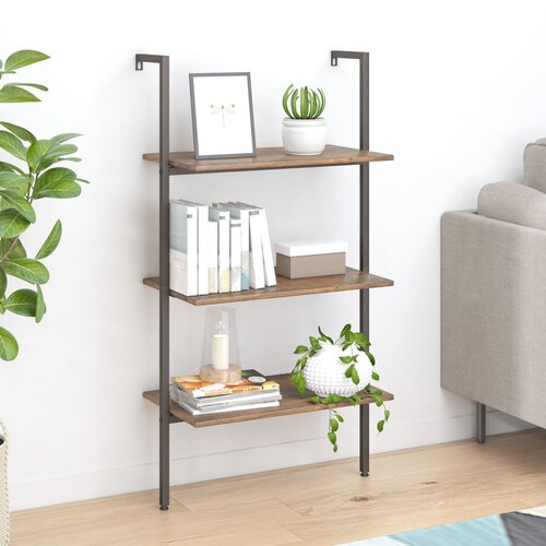 The Living Store 3-nadstropni prislonski regal temno rjav in črn 64x34x120,5 cm - Prislonski Regal, (21554934) Slike