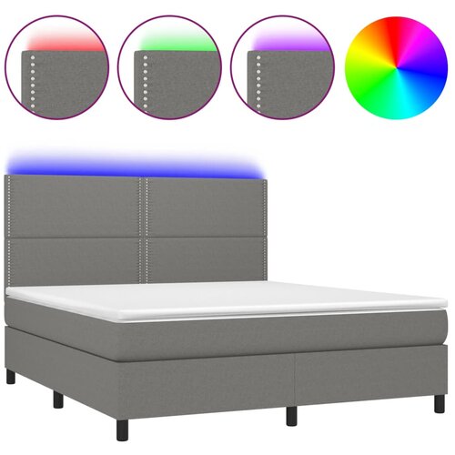 Maison Chic Box spring postelja - Vzmetna postelja z vzmetnico LED temno siva 180x200 cm blago SL22226, (21902096) Cene