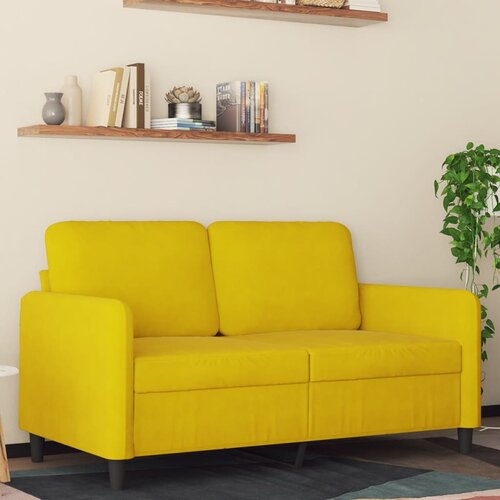 VidaXL Kavč dvosed rumen 120 cm žamet Slike
