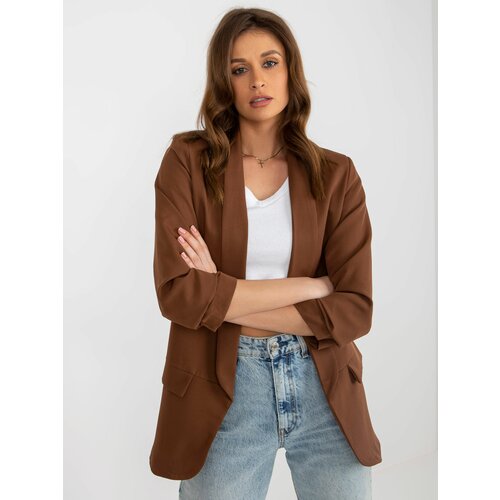 Fashion Hunters Lady's dark brown lined jacket by Adely Slike