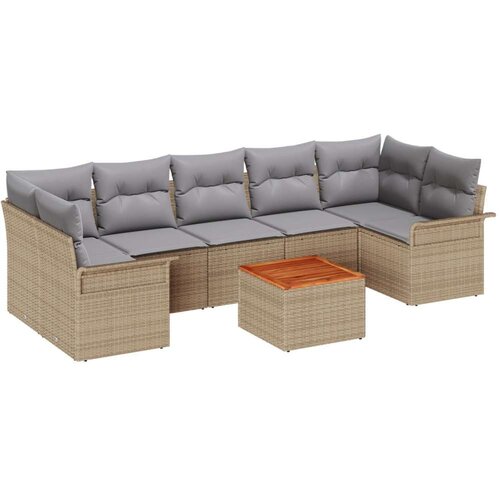  8-delni vrtni sofa set z blazinami bež poli ratan akacija Cene