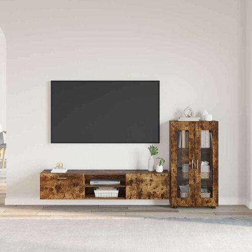  Set TV komoda s ladicama Dimljeni hrast Konstruirano drvo Cene