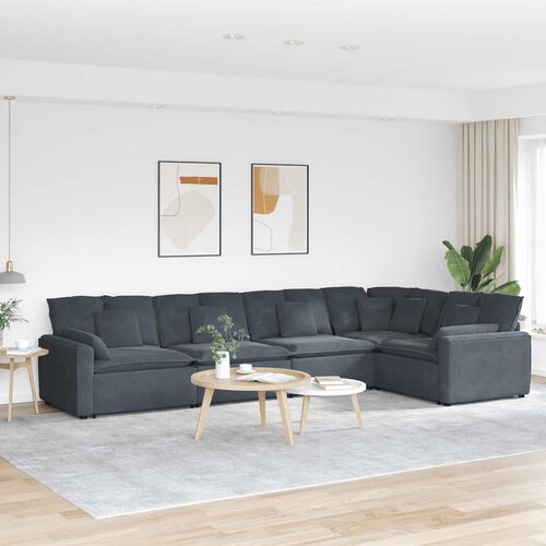  Modularna sofa s jastucima, bar&amp;scaron;unasta, tamno siva Slike