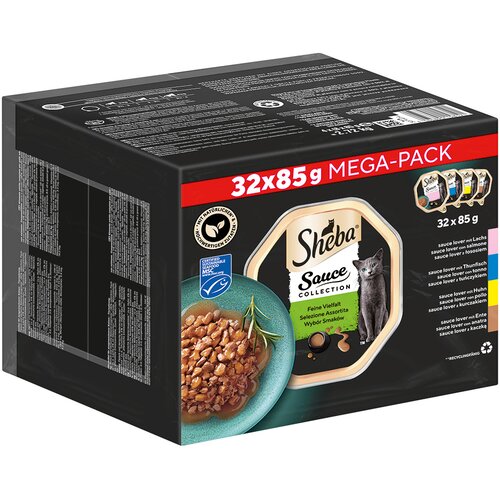  84 + 12 gratis! Sheba pladnji mokra mačja hrana 96 x 85 g - različice pladnji  Sauce Lover (Lachs, Thunfisch, Huhn, Ente) Cijene