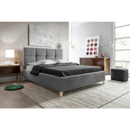 CARRYHOME OBLAZINJENA POSTELJA 140 cm x 220 cm , tekstil temno siva Slike