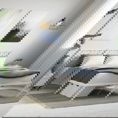 VidaXL Metalni okvir za krevet s uzglavljem bijeli 140 x 190 cm Slike