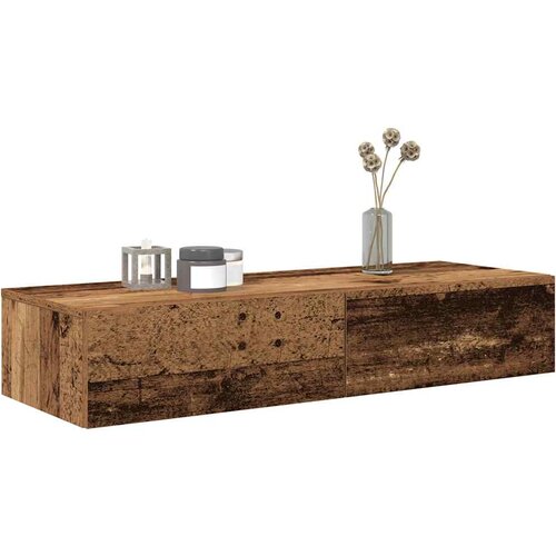 vidaXL Stenska polica s predali starinski les 100x36x19 cm inž. les Cene