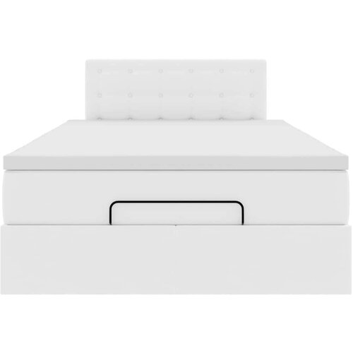 VidaXL okvir kreveta s madracem čisto bijela 120x190cm umjetna koža Slike