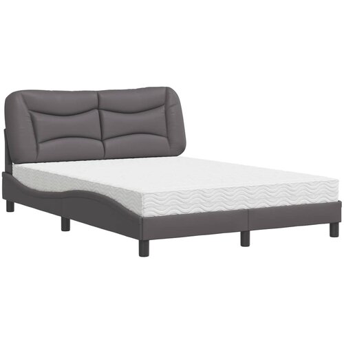 VidaXL Postelja z vzmetnico siva 140x200 cm umetno usnje, (21166104) Slike